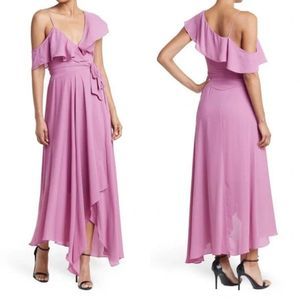 LIKELY Pink Leilani Asymmetric Wrap Gown